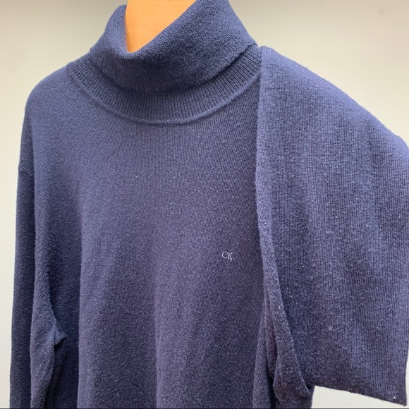 Calvin Klein Italian Merino Wool Navy Turtleneck - Picture 9 of 11